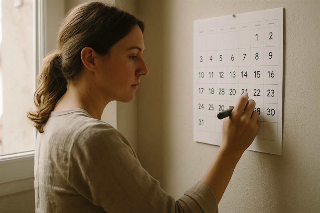 Calendario con un plan financiero de 30 días