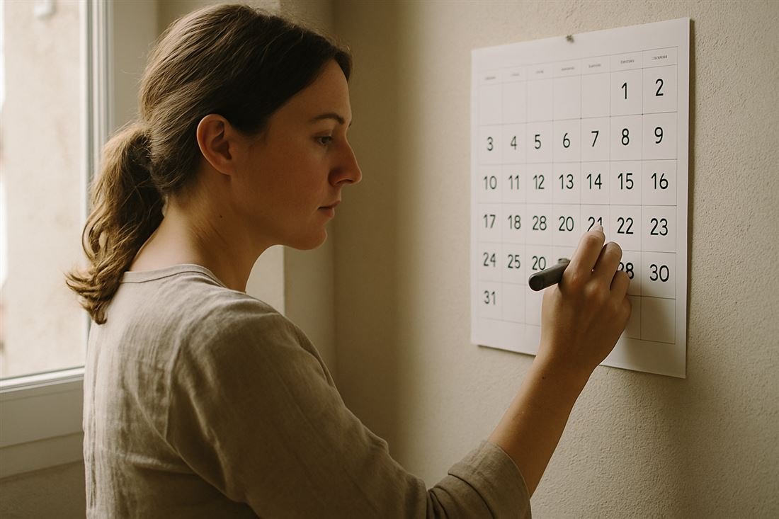Calendario con un plan financiero de 30 días