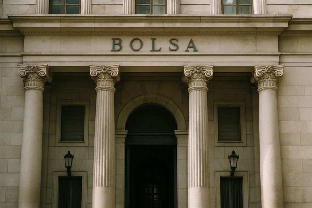 Fachada clásica de una bolsa de valores