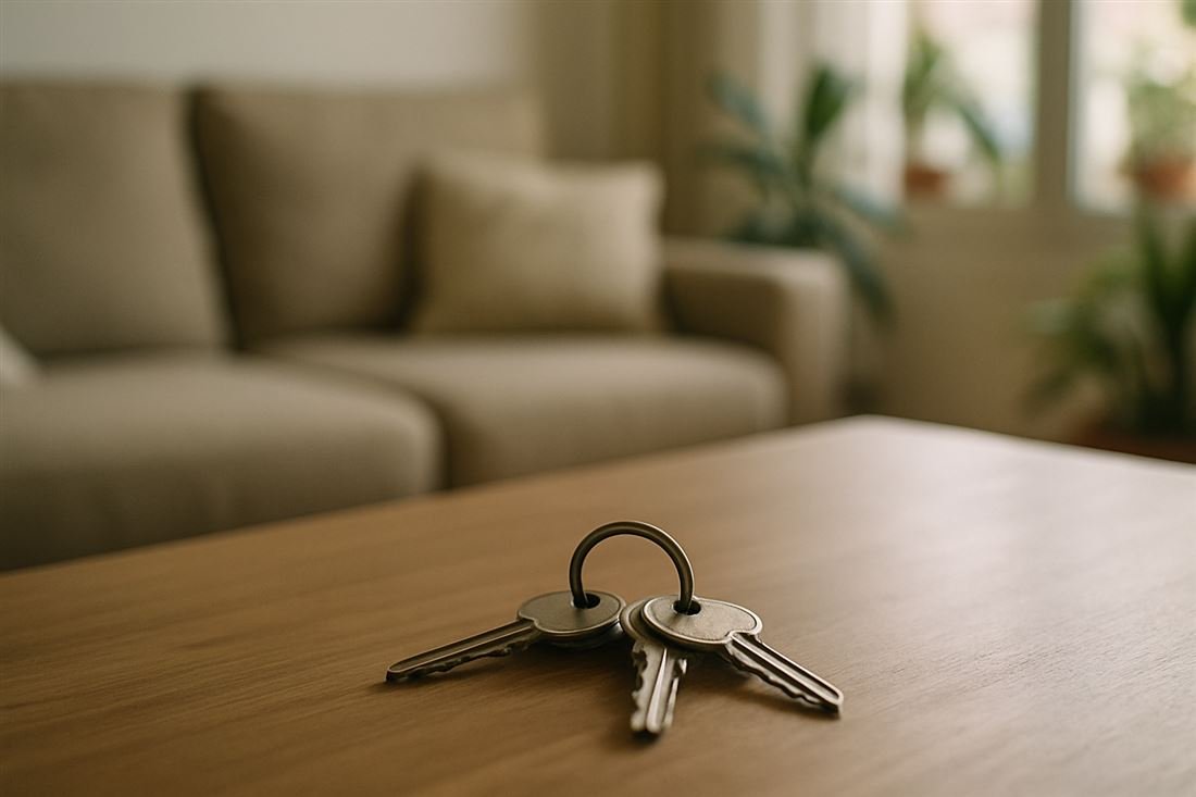 Llaves de casa sobre la mesa del salón