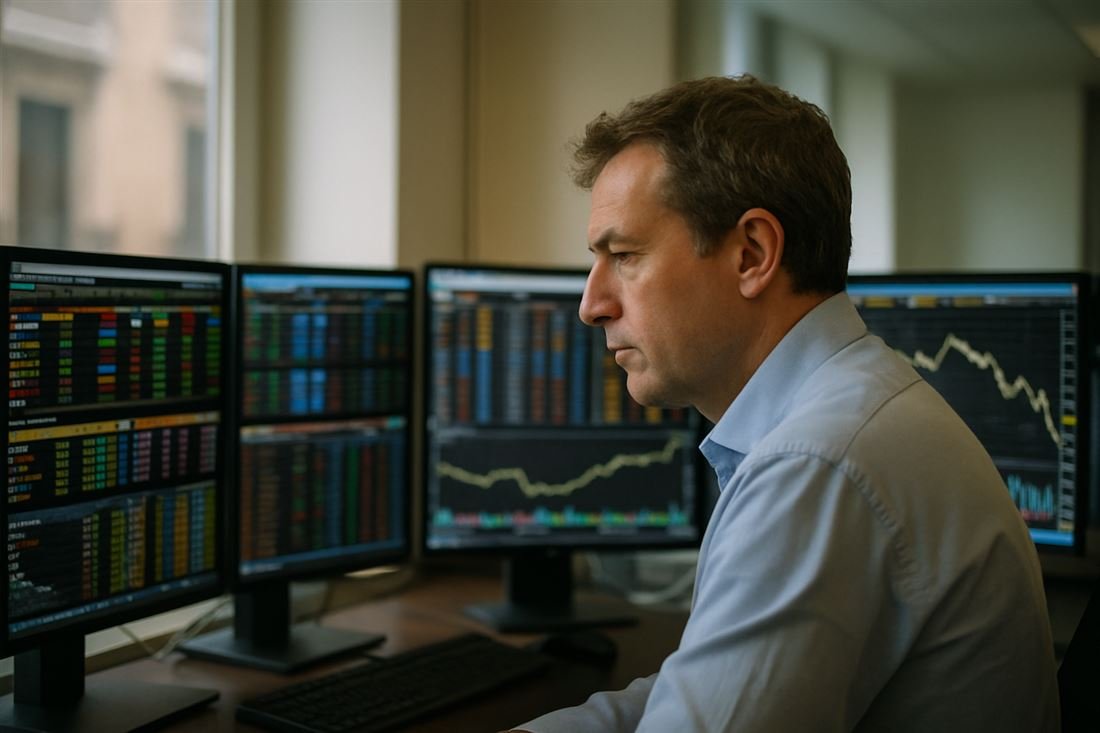 Pantallas con datos de mercados financieros