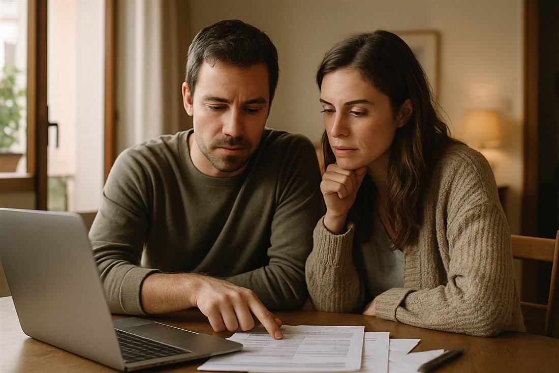 Pareja planificando juntos las finanzas del hogar