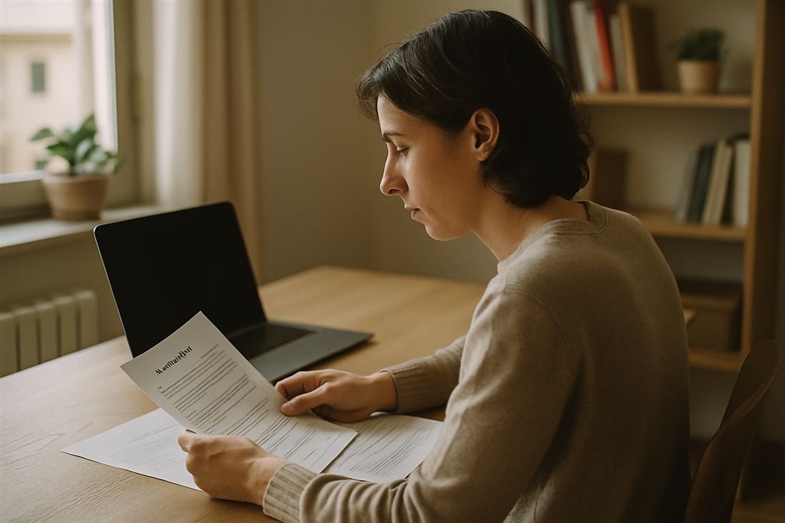 Persona revisando la documentacion para solicitar el paro